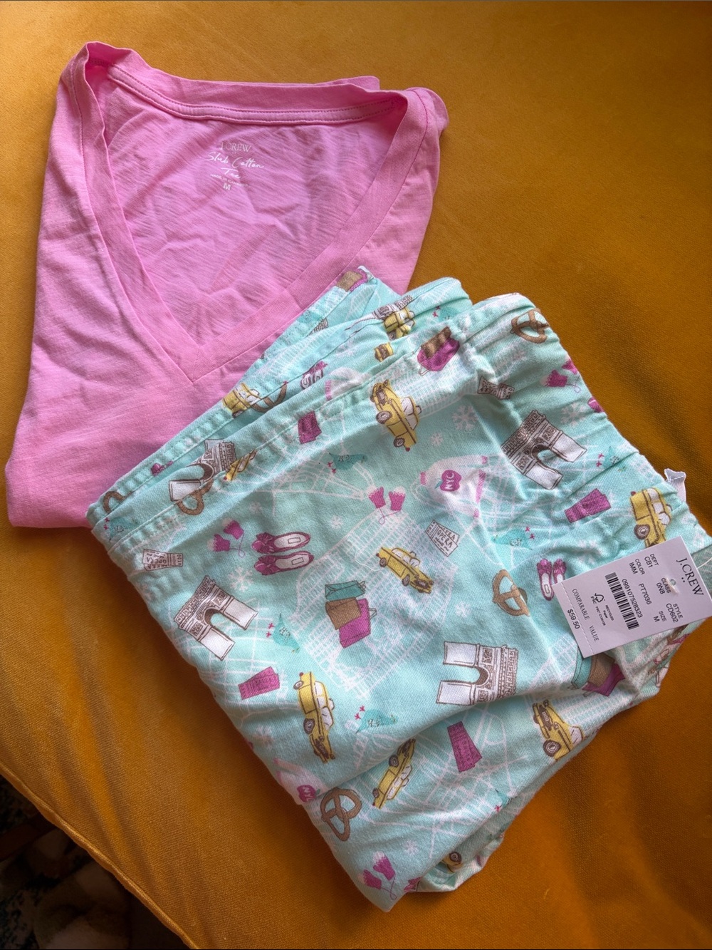 J. Crew Pink V-Neck Top & New York City Print Pajama Set